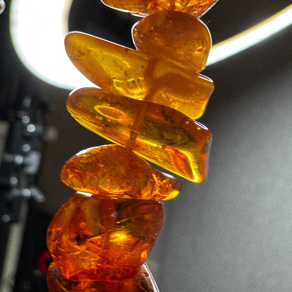 Natural Baltic‎ Amber Chip Necklace Gemstone Glow Boho Chic 26 inches Gradual - Picture 12 of 16